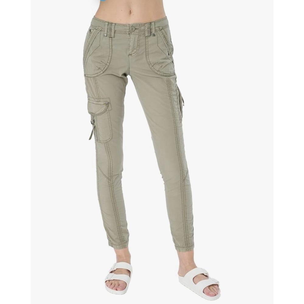 Marrakech  Green Harry Stretch‎ Cotton Poplin Cargo Pant Women's Size 26 Pockets